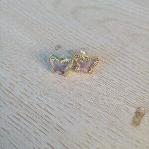 Kendra Scott Lillia Gold Butterfly Stud Earrings in Lilac Abalone